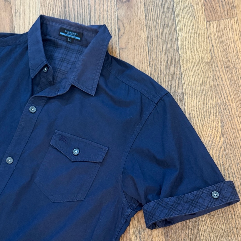 Burberry London Blue Label Men's Navy Blue Short Sleeve Shirt Size: LL  Japan - Picture 8 of 13